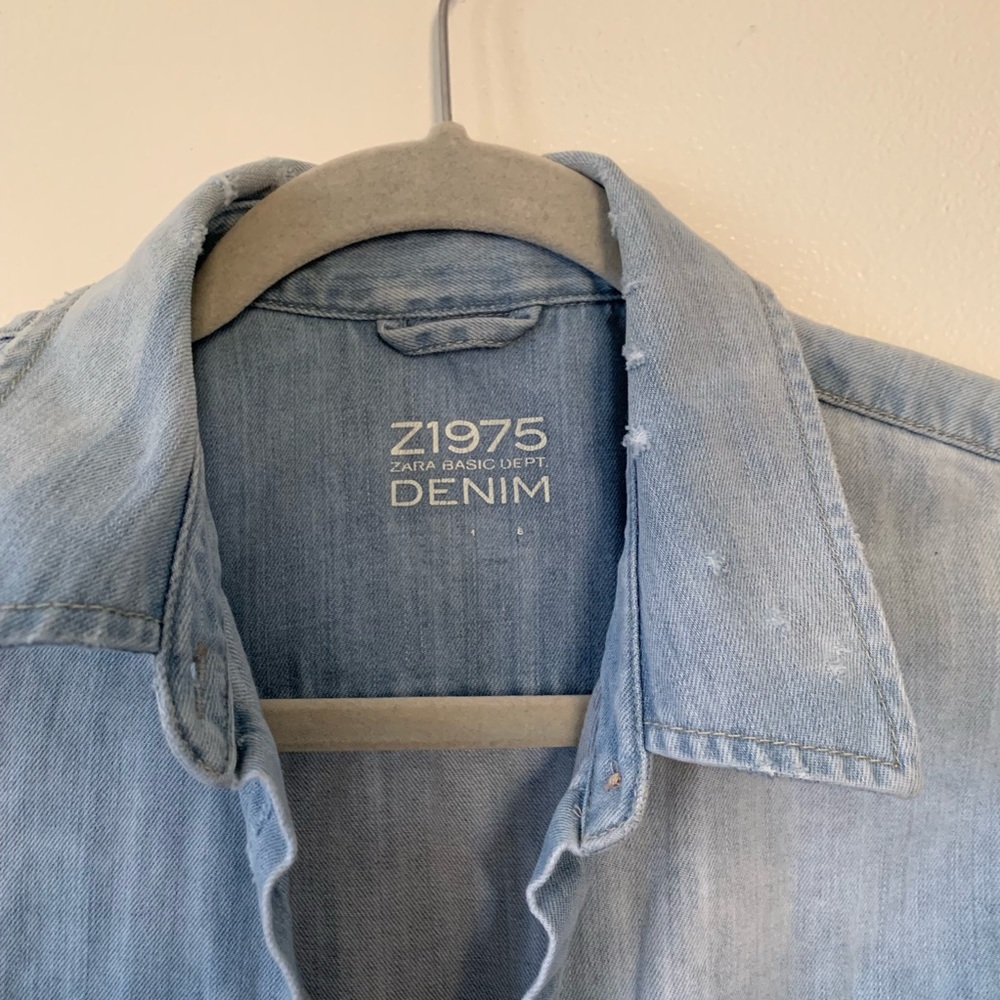 Zara Basic Denim Button Down Shirt - image 2